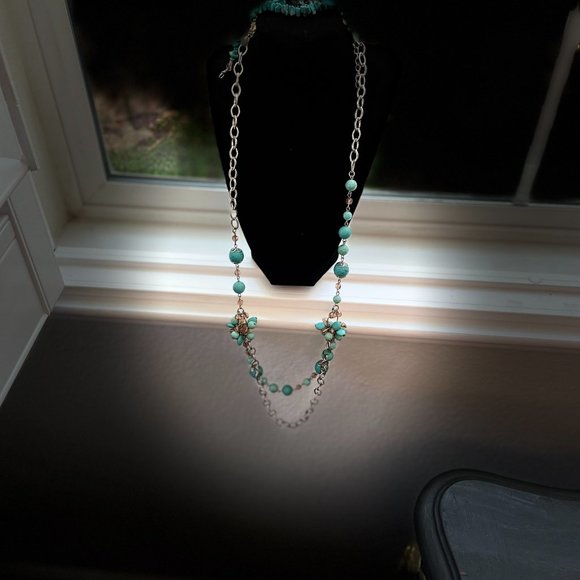 3 BOHO ITEMS Real Turquoise Drop earrings, Bracelet plus Beautiful Long Necklace - Picture 8 of 16